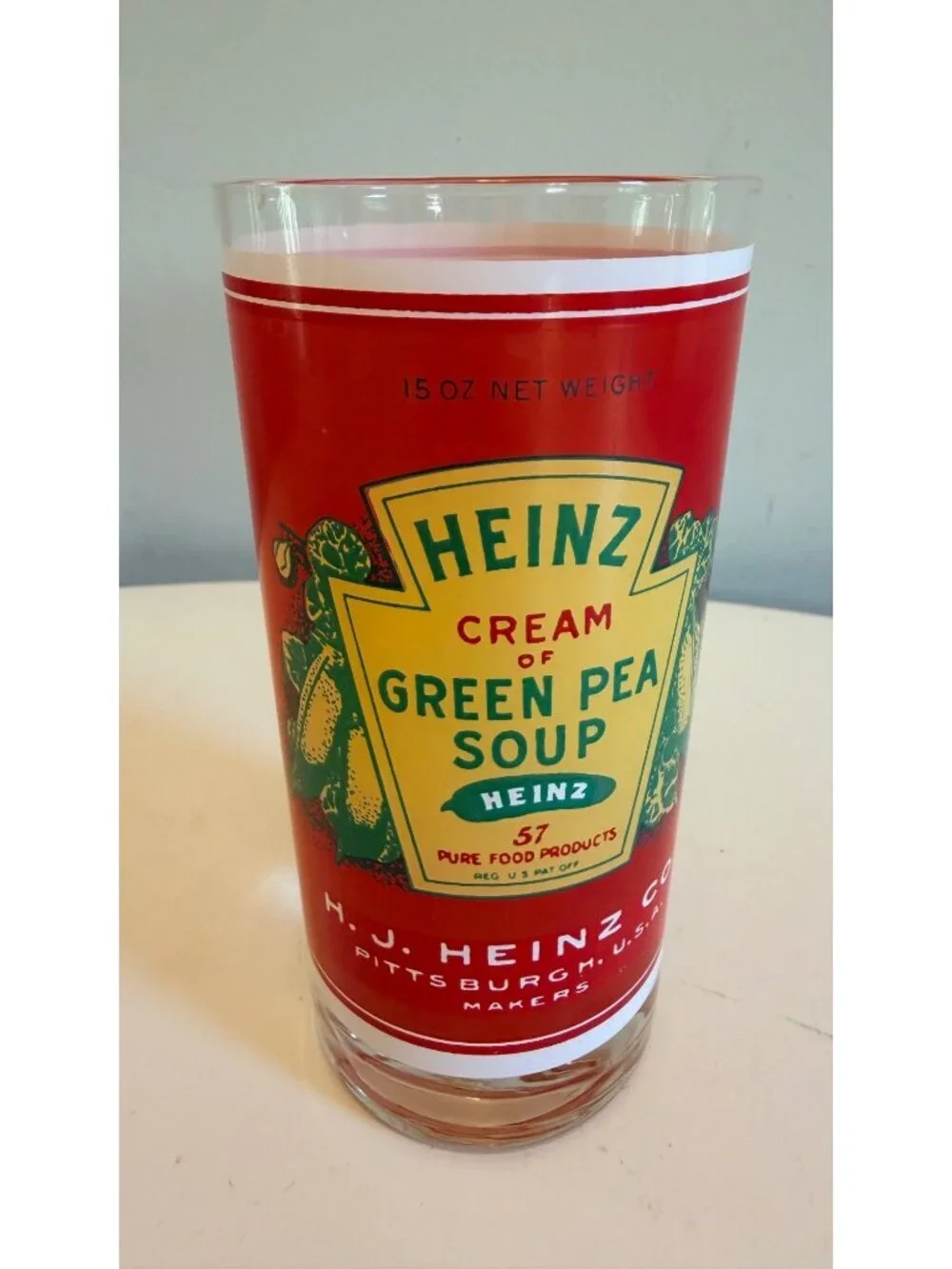 Vintage Georges Briard Heinz Soup Can Design Drinking Glasses Set of 3